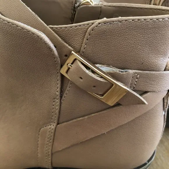 Franco Sarto Booties Womens 6.5 M Shandy Leather Boots Buckle Almond Toe Tan - Picture 9 of 16